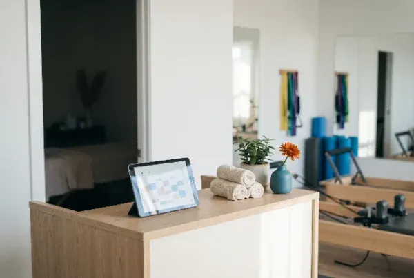Calm wellness studio reception area
